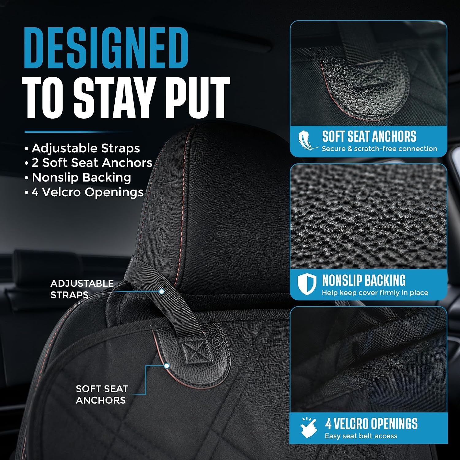 Bulldogology Dog Car Seat Cover for Back Seat 58"X56" Waterproof Pet Seat Cover SUV - Seat Cover for Dogs - Back Seat Protector - Dog Hammock for Car, Seat Cover for Truck (Large)