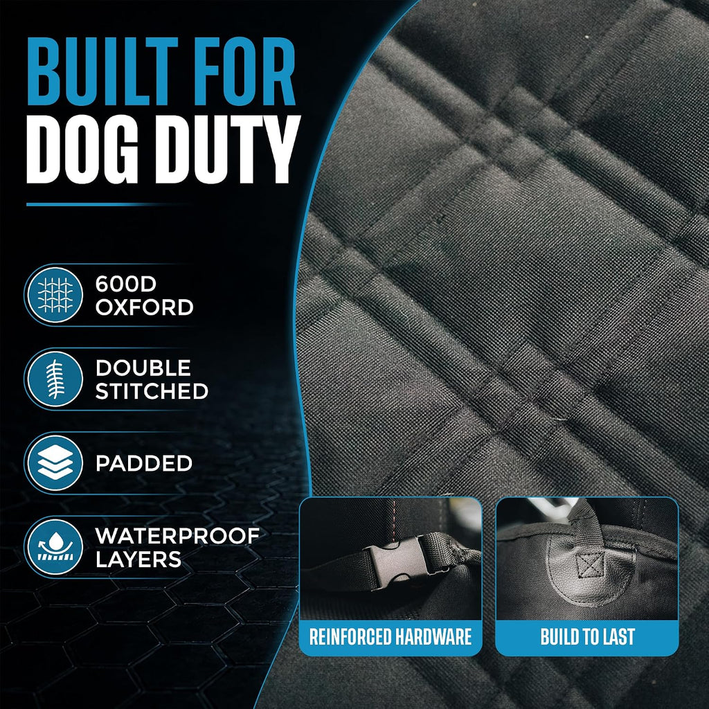 Bulldogology Dog Car Seat Cover for Back Seat 58"X56" Waterproof Pet Seat Cover SUV - Seat Cover for Dogs - Back Seat Protector - Dog Hammock for Car, Seat Cover for Truck (Large)